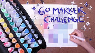 USING EVERY COLOUR TO MAKE ART!?  60 Marker Challenge  Arteza Everblend Markers