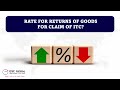 RATE FOR RETURNS OF GOODS FOR CLAIM OF ITC? (10/13)