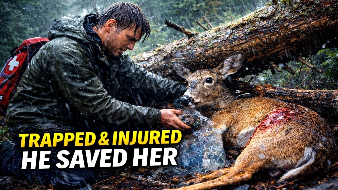 Injured Deer Collapsed on the Road — A Man Stepped In to Save Her