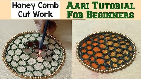 Honey Comb CUT WORK in Aari Embroidery| Aari work for beginners| Cut work full tutorial