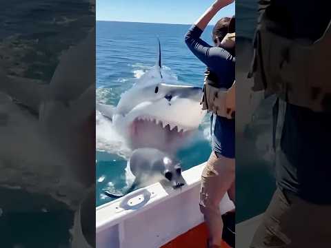 Shark ATTACKS Seal Crew Saves It With Pole SharkHunt OceanRescue