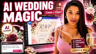 🪻Create AI Floral Clipart Bundle for Canva Wedding RSVP Website Background with ClipartSpark BOT ⚡
