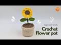 How to crochet a flower pot for beginners | 🌻Crochet sunflower pot🌻- step by step crochet tutorial