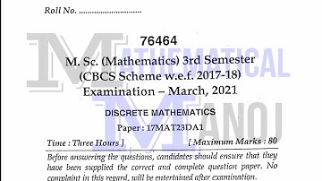 MDU MSc Mathematics Previous Year Paper 2021 | Discrete Mathematics | Mathematical Manoj
