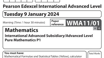 IAL P1 January 2024 Question Paper solution Edexcel WMA11/01 (Pure Mathematics 1 P1)