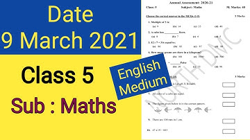 Class 5 math sa2 final exam Hindi medium(9 March 2021)/math class 5 final exam/final math class 5