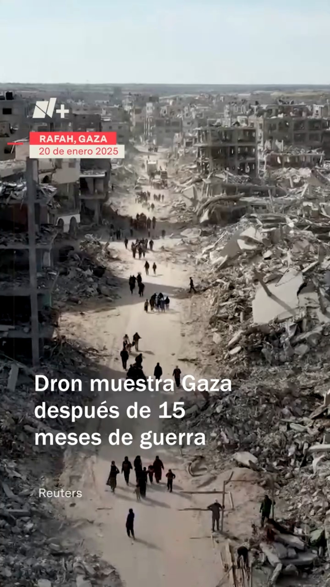Dron muestra la destrucción en Gaza después del alto al fuego #nmas #shorts #gaza