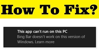 How To Fix This App Can't Run On Your Pc || Windows 10/8/7
