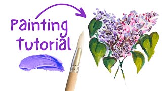 How to Paint Lilac Flowers with Acrylic Paints Step by Step Painting Tutorial