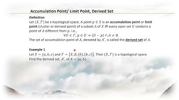 Accumulation point/ Limit point, Derived Set | Topology