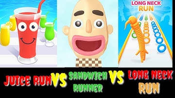 ▶️ sandwich Runner vs Juice Run vs Long Neck Run MAX LEVELS || sandwich Runner android iOS gameplay