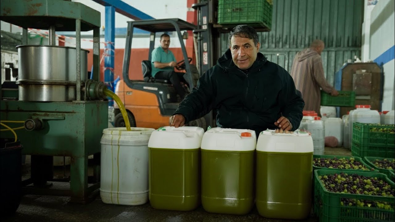 زيت الزيتون الحر بطريقة حديثة واعداد الكسكس في قرية هادئة