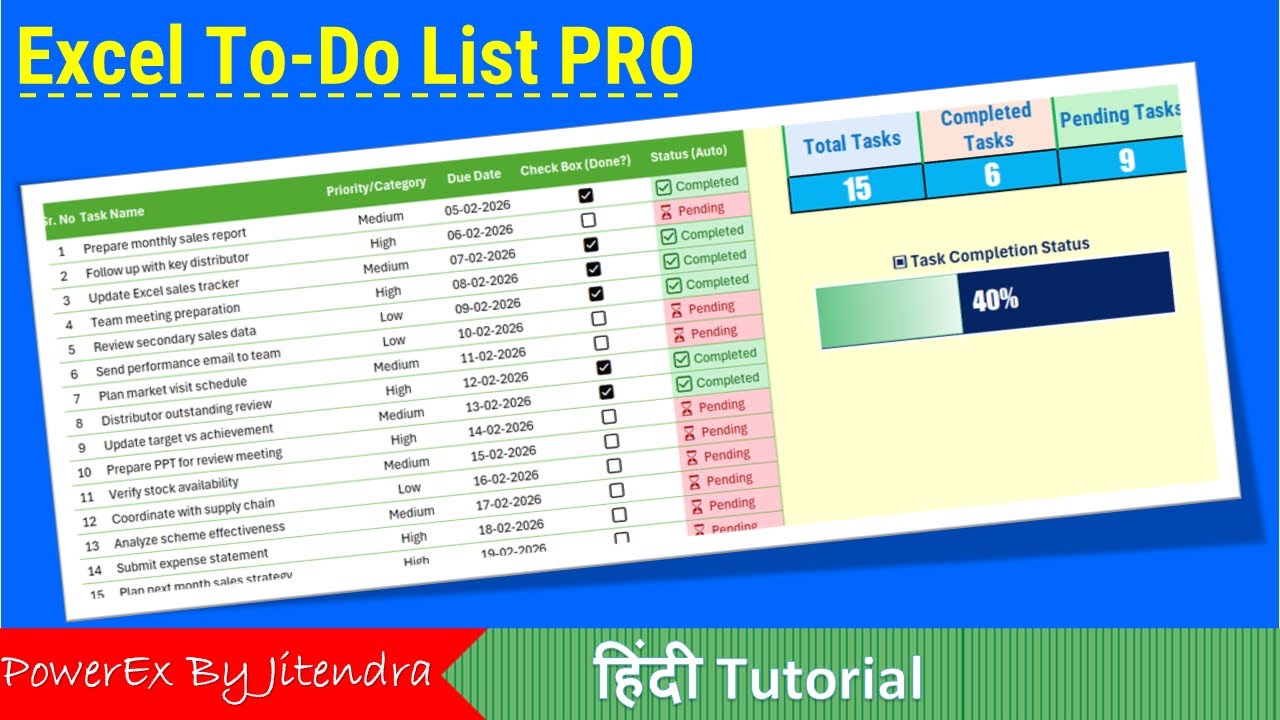 Professional Task Tracker in Excel | To Do List Dashboard with NEW ...