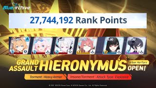 [Blue archive] Hieronymus urban red Insane | UE40 D hina clear | Grand assault 23 - 27,744,192 pts