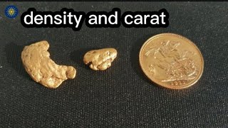 Gold Nuggets and Coins, Measurement of density, purity and karat, by hydrostatic weighing