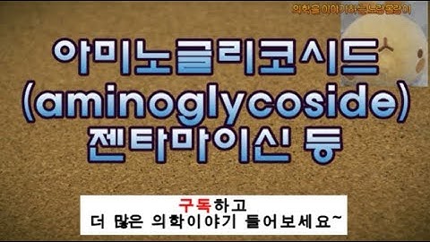 아미노글리코사이드(aminoglycoside): 젠타마이신(겐타마이신, gentamicin), 토브라마이신(tobramycin)