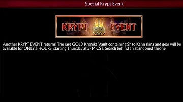 MK11 - Shao Khan Krypt Event Returns! (Time and Date)