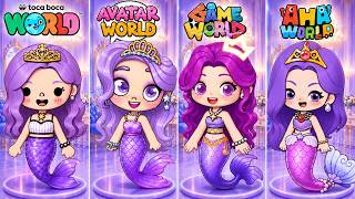 👑PRINCESS PURPLE STAR in 4 GAMES??😱Avatar World, Toca Boca, Game World & Aha World🌍 Which is better? screenshot 2