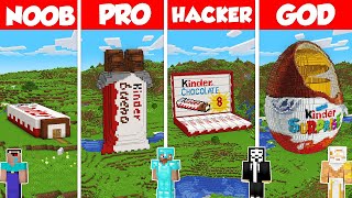 KINDER CHOCOLATE HOUSE BUILD CHALLENGE - Minecraft Battle: NOOB vs PRO vs HACKER vs GOD / Animation