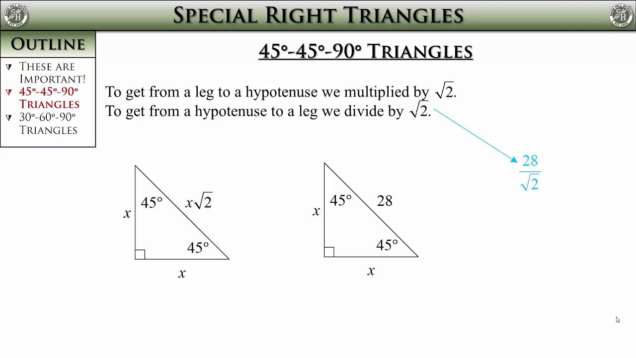 special right triangles special right triangles