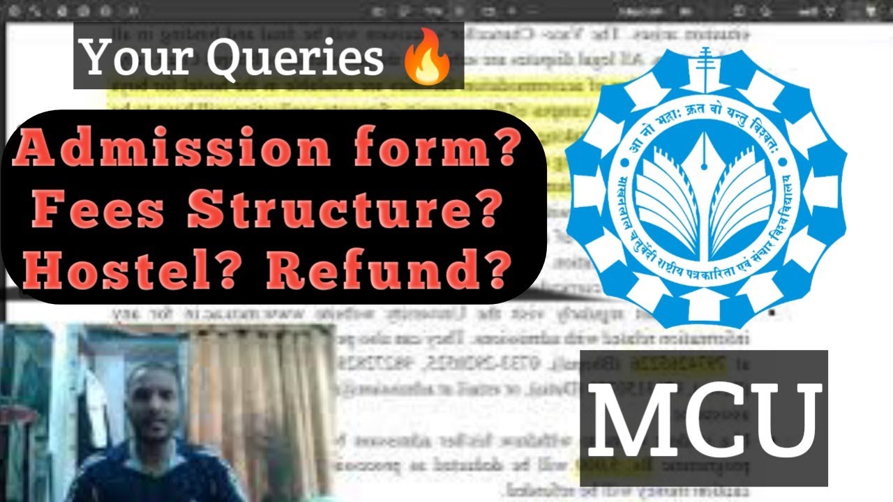 Admission Form Submission? MCU Bhopal Admission 2024, Fees structure ...