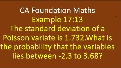 Standard deviation of a Poisson variate is 2.732. Probability the variable lies between -2.3 to 3.68