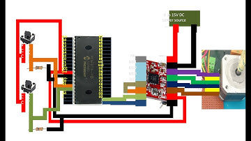 PIC16F877A interface Nema Stepper motor using A4988 driver. Use Push buttons to control direction.