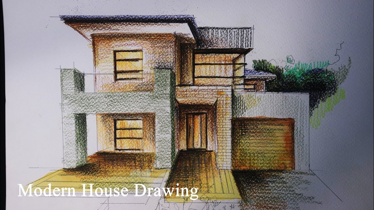 Cute Building Sketch Drawing Color for Adult