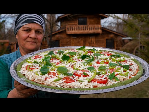 Tavuklu Köy usulü Yeşil Pizza