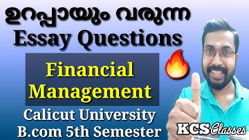 Sure Essay Questions|Financial Management|Calicut University B.com 5th Semester