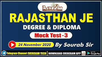 RAJASTHAN JE DEGREE / DIPLOMA | MOCK TEST - 3 | EverExam | Sourab Sir #civil_engineering