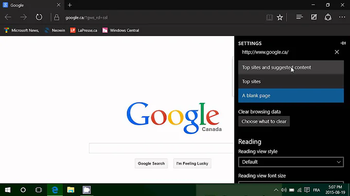 Windows 10 How to prevent top sites from showing in Microsoft Edge browser