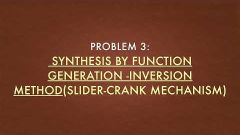 Problem 3 -Synthesis by Function Generation (Slider Crank)