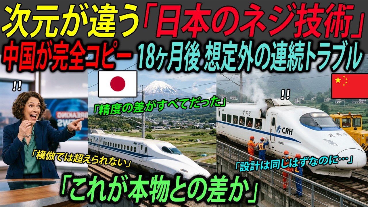 【海外の反応】「なんでボルトが折れるんだ！？」日本製ネジ技術を模倣した中国高速鉄道…18ヶ月後、まさかの“連続故障”に専門家が絶句