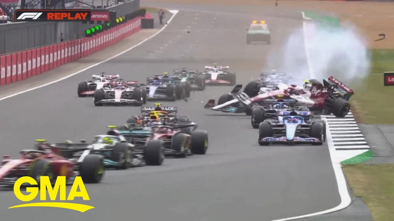 Formula 1 car flips into tire barrier during British Grand Prix GMA
