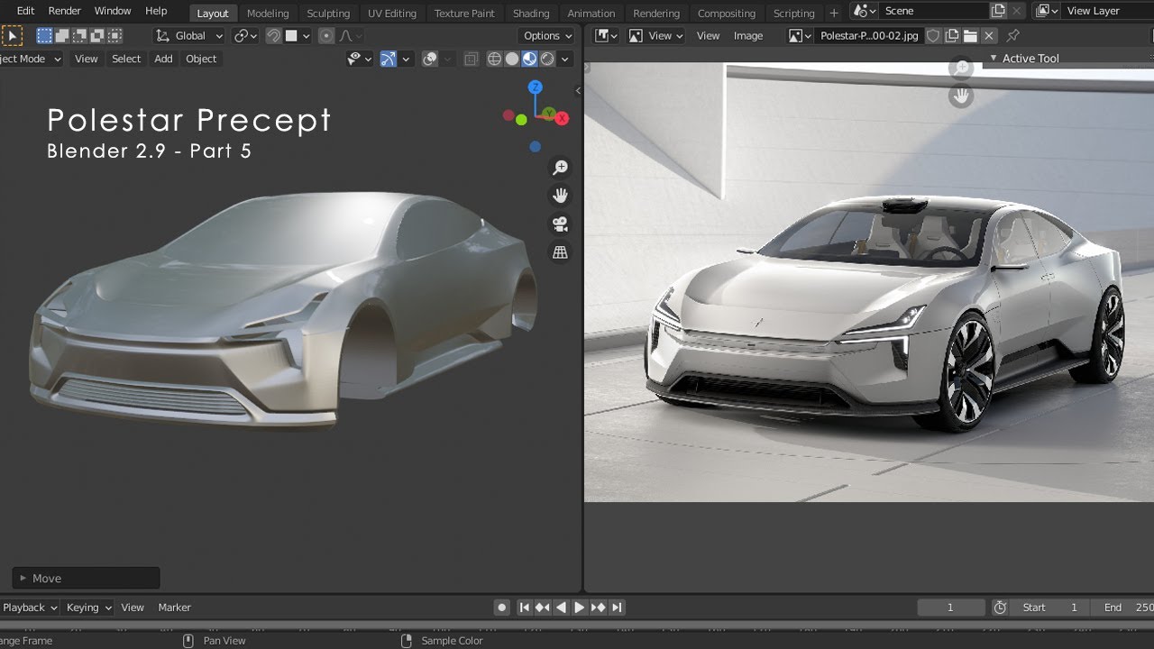 Polestar Precept 3D Car Modeling Timelapse | Blender 2.9 | Part 5