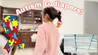 Autistic girl diaper organizing!| Sleep medication| Severe Autism non verbal| Autism life with Ashy