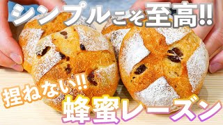 【至高のレーズンパン】純粋に美味しい蜂蜜レーズンパンの作り方/Honey Raisin Bread(捏ねない簡単パン/333)