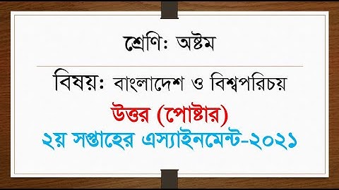 Class 8 Bangladesh and Global Studies Answer 2nd Week Assignment 2021 । ৮ম শ্রেণি বা. ও বি. (Poster)