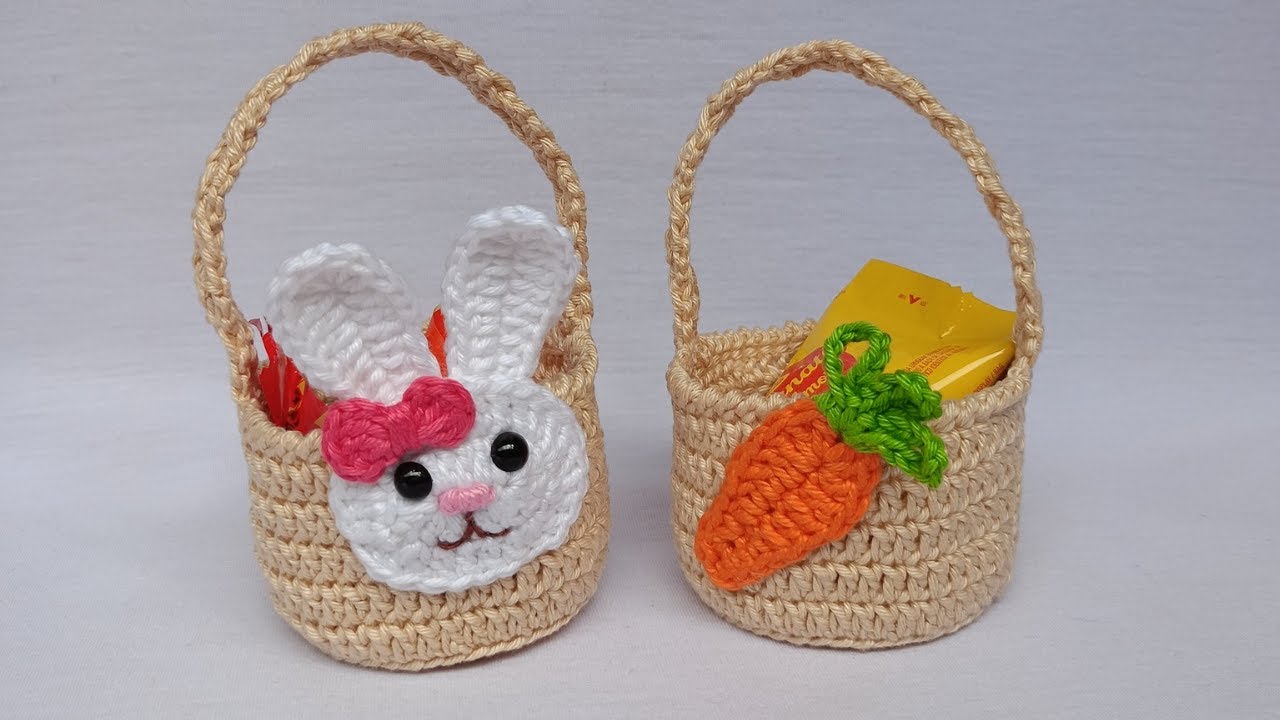 Cestinha porta bombom em crochê para páscoa