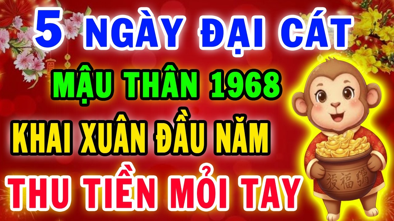 5 Ngày Khai Xuân Đầu Năm 2026 Mậu Thân 1968, Trời Già Ban Lộc Gặp Thời Đổi Vận, Trúng Lớn Cực Giàu