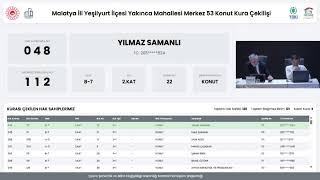 MALATYA YEŞİLYURT MERKEZ 53 PROJESİ (YAKINCA MAHALLESİ) 120 KONUT KURA ÇEKİM PROGRAMI