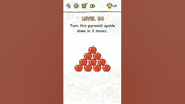 Brain challenge level 86 Turn this pyramid upside down in 3 moves, Solution Walkthrough