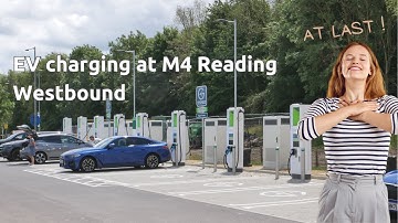 New electric vehicle chargers at M4 Reading Services (in the UK) July 2023