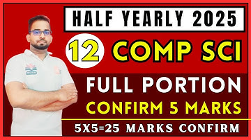 12th Computer Science | Half Yearly Exam 2025 | Confirm 5 Marks | 5x5=25 Marks Confirm