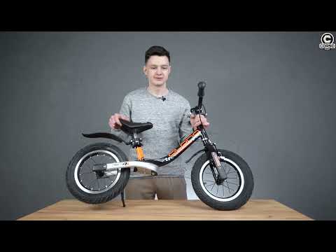 Біговел із ручним гальмом Corso Alpha Sport 57200 Білий, з надувними 12 дюймами колесами, велобіг дитячий, видео 1