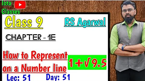 Represent 1 + root 9.5 on number line.