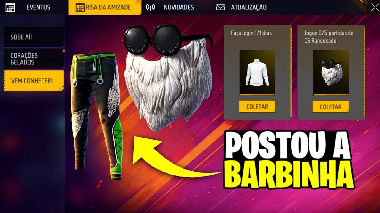 GARENA POSTOU😱 BARBINHA de VOLTA? GOLA ALTA BRANCA E CALÇA ANGELICAL NO FREE  FIRE