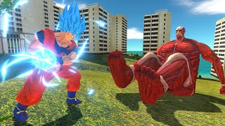 Legends Unite: Son Goku(DBZ) and Godzilla vs. Attack on Titan!  Animal Revolt Battle Simulator