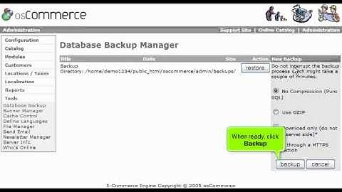 How to backup and restore your database in OsCommerce (Flipper Host)